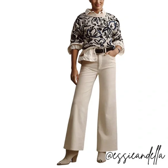 Anthropologie Floral Pop Embroidered Sweater size L - Picture 4 of 10